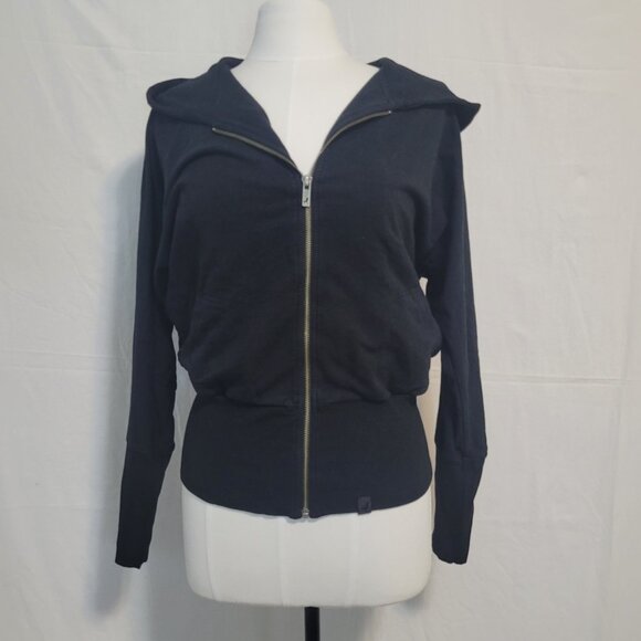 Community Black Zip Front Hooded Jacket Size M - Picture 1 of 12